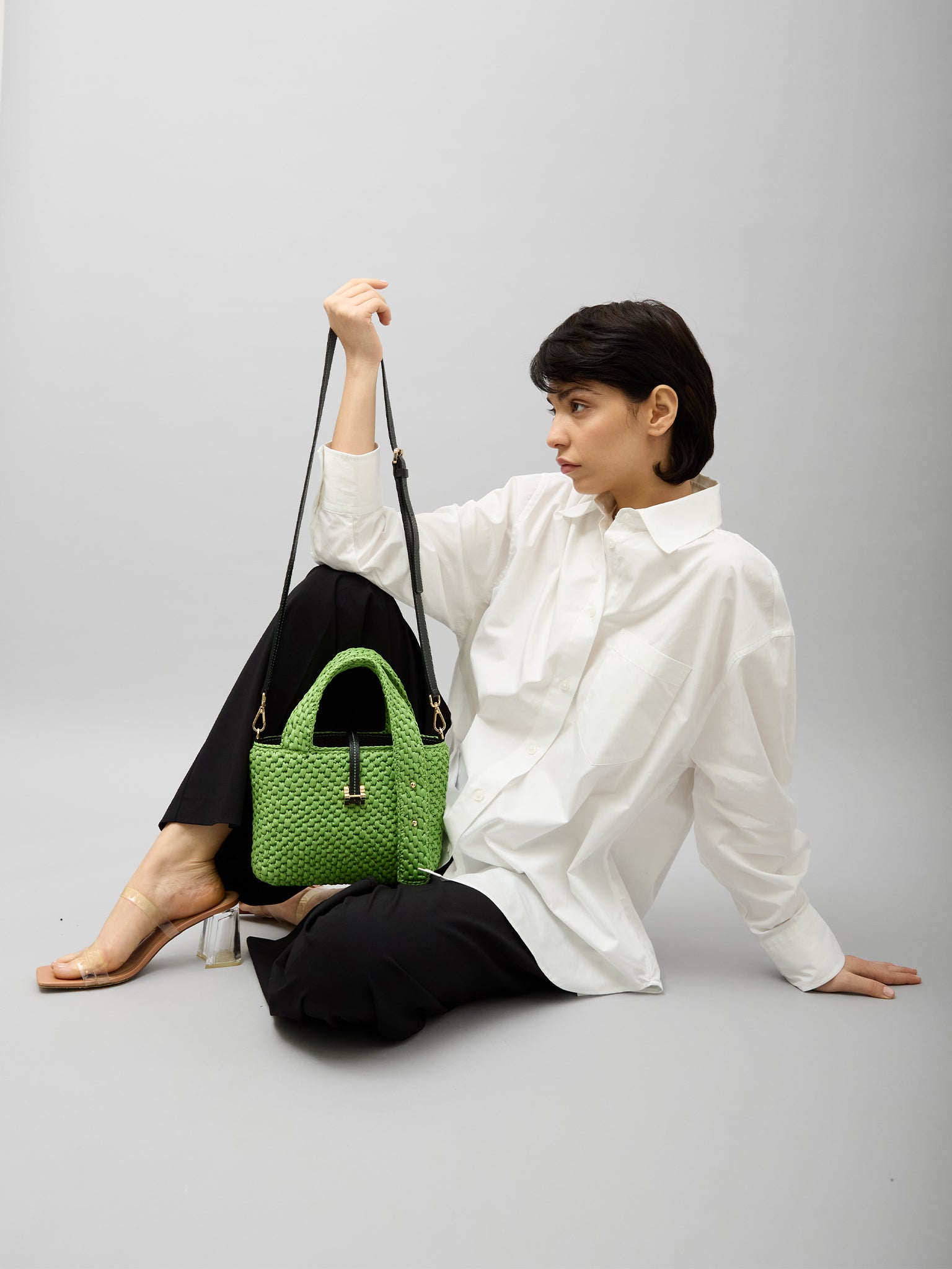Maddalena Raffia Small Apple Green